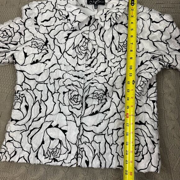 ALGO Women's Black and White Floral Jacket ~ L - Picture 11 of 14